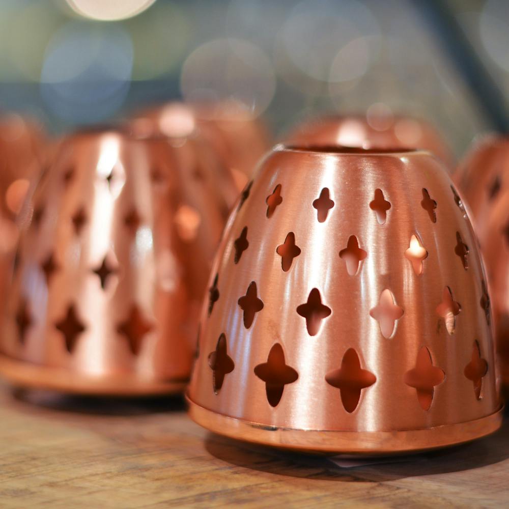 Copper Candle Holder With lid